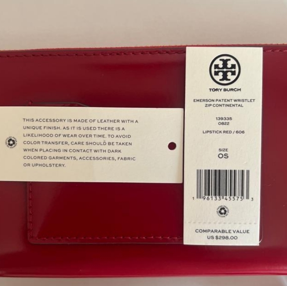 Tory Burch Red Wristlet Zip Wallet NWT - Picture 4 of 5